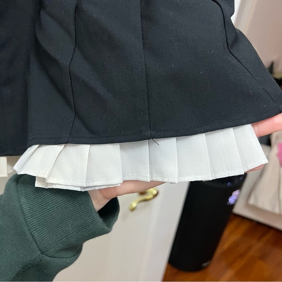 Oh Polly Cressida Bow Detail Pleated A-Line Mini Dress Contrast Black Size 0 - Picture 10 of 14